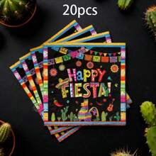 Mexican Cocktail Napkins, 20pcs/40pcs/60pcs, 2-Ply May 5th Colorful Disposable Paper Tissues, Luncheon Dinner Napkins For Mayo Dance Pinata Taco Theme Birthday Party Decorations For Taco Night Celebration, Birthday Party Favors - View 8