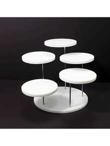 Soporte de exhibición de joyas redondo de acrílico multicapa, negro y blanco, adecuado para fiestas, vacaciones, hogar, cosméticos, etc. - Multicolor - Ver 19