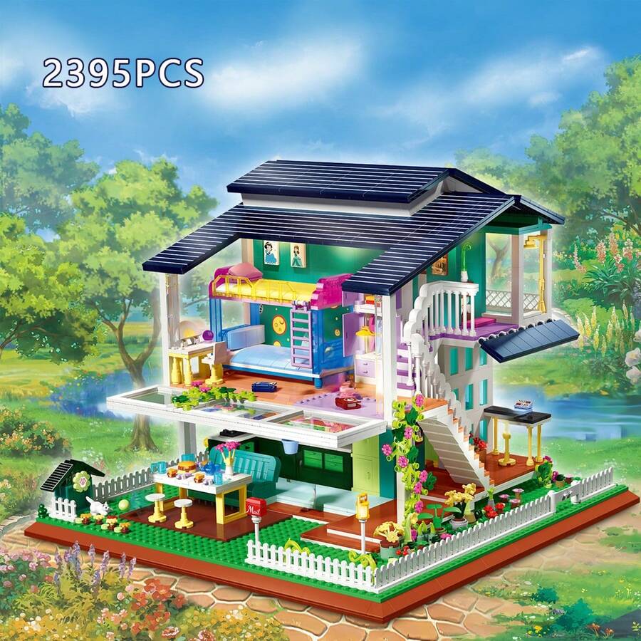 Bộ xếp hình mini 2925 mảnh, đồ chơi lý tưởng giúp người lớn giảm căng thẳng và lo âu, bộ trò chơi thú vị dành cho người lớn, mô hình nhà cửa và thành phố sáng tạo, món quà sinh nhật hoàn hảo, bộ mô hình biệt thự ánh nắng tinh tế (kèm sticker). - Nhiều màu - Xem 1