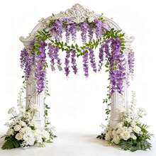 Guirlanda artificial de glicínias com 10 hastes, 190 cm de comprimento, ideal para arco de casamento, festas, jardins, decoração de casa e perfeita para o Dia dos Namorados, aniversários, formaturas, Dia das Mães, Natal, Páscoa, Dia de Ação de Graças, Halloween e outras ocasiões especiais. - Roxa - Ver 6