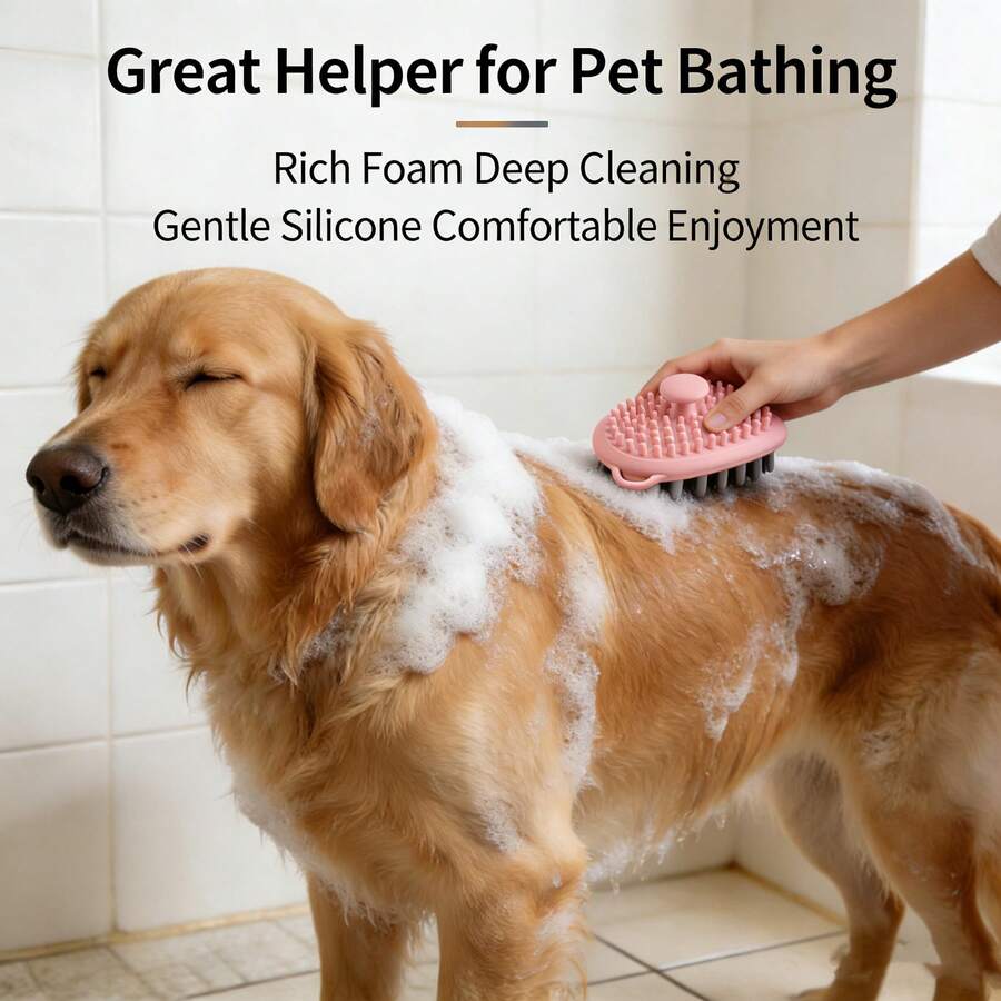 1PC Pet Bath Massage Brush, Efficient Hair Removal Tool Suitable For Cats And Dogs, Gently Removes Loose Hair And Dirt, Mother's Day Gift - Multicolor - View 1