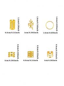 60个金色发圈，适用于辫子，6种款式（叶子形状），可调节发箍，发饰，辫子饰品，发珠装饰，适合女性和女孩，带爪夹 - 金色 - 查看 7