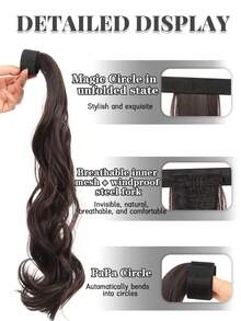 Peluca con coleta de fibra sintética, coleta alta rizada de moda que se pega, extensión de cabello con clip, coleta de peluca natural esponjosa y realista, adecuada para uso diario, verano, vacaciones, viajes. Elásticos para el cabello, bandas de goma para el cabello, scrunchies, cuerda para el cabello, festival, fiesta - Multicolor - Ver 2
