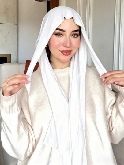 1pc Women's Instant Headscarf With Tie Ends, Classic Solid Color Shawl Scarf, Soft And Comfortable Viscose Fabric, Suitable For Daily Wear, Abaya, And Holiday Occasions