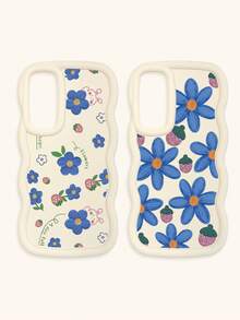 2 chiếc ốp lưng điện thoại silicon mềm chống rơi, họa tiết hoa dâu tây màu xanh dương dễ thương, viền lượn sóng, tương thích với iPhone & Galaxy - trắng - Xem 45