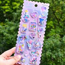 3D Galaxy Water Seal Stickers, Fun Shiny Shake Sparkling 3D Embossed Decorative Drop Seal Sticker, Rilakkuma Suntan Kitty Water Seal Cartoon Animal Stickers For Water Bottles, Refrigerators, Phone Case, Notebooks, Scrapbooking, Reward Gift - Multicolor - View 5