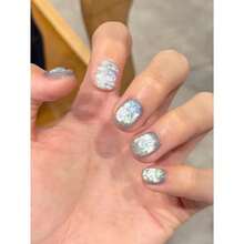 10Pcs Beach Essential Blue Cat Eye Press-On Nails Short Shape– Shimmering Little Fish & Starfish Design, Nails With Ocean Glow Press-On Nails: Blue Cat Eye Shimmer With Starfish & Jellyfish Designs (Xs/S/M/L) Nail Supplies Nails - 淺藍色 - 查看 3
