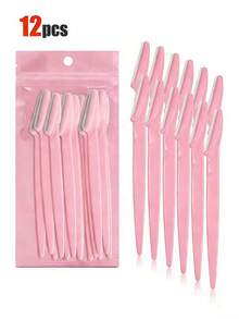 30pcs/paquete Exquisitas Navajas Faciales en Bolsa, Recortadores de Cejas y Removedores de Vello Facial, Herramientas de Afeitado Facial Unisex con Hojas de Precisión, 1/3/6/12/24pcs (Rosa) - Multicolor - Ver 5