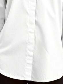 de unicolor de estilo europeo y americano de , diseño de cuello de satén, blusa elegante de manga larga y ajuste ceñido para primavera - Blanco - Ver 5