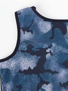 Chaleco deportivo de compresión para hombres, camiseta de tirantes que induce la sudoración de sauna, camisa de compresión de pecho ajustada (pedir una talla talla grande grande) otoño - Neblina azul - Ver 5