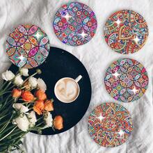 8 miếng lót ly tranh đính đá Mandala | Chất liệu acrylic chịu nhiệt | Chống trơn trượt | Quà Giáng sinh | Không kèm giá đỡ - Nhiều màu - Xem 5