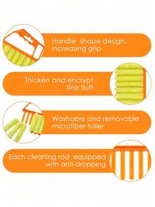 1 pieza Cepillo de limpieza de láminas de plástico, utilizado para limpiar el polvo en las ranuras de las láminas y las ranuras del aire acondicionado. Diseño de mango de plástico moderno, adecuado para limpiar ventanas de cocina, oficina, dormitorio, sala de estar y ranuras de electrodomésticos del hogar - Multicolor - Ver 7