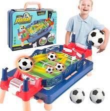Mesas de Futbolín con Caja Protable, Juego de Futbolín de Mesa Juegos Deportivos de Competición, Juego de Fútbol de Escritoriocon 2 Balones para una Noche de Juegos Divertida - Azul marino - Ver 3