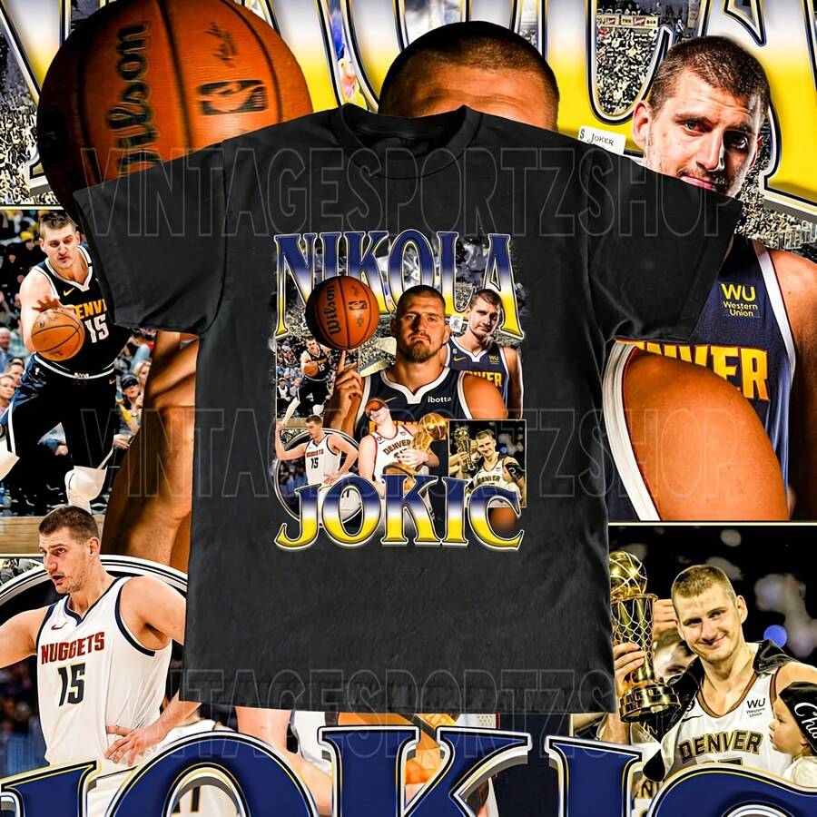 Vintage Nikola Jokic Shirt - Custom Vintage Design Retro Bootleg 90s Gift For Fan High Quality Tee Basketball Fan Gift - 款式 - 查看 1