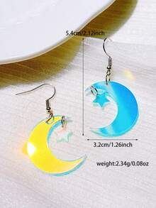 1 Đôi bông tai hình mặt trăng và ngôi sao bằng acrylic, kiểu dáng dễ thương, thích hợp đeo hàng ngày, là món quà sáng tạo dành cho phụ nữ. - Nhiều màu - Xem 5