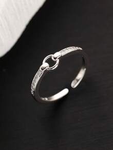 1 Stück S925 Sterling Silber Geometrischer Kreis Ring, minimalistischer, personalisierter, zarter, eleganter, verstellbarer, vielseitiger Ring, geeignet für den täglichen Gebrauch von Frauen, Partys, Verlobungen und andere Anlässe als Geschenk - Runden - Übersicht 9