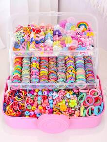 510件/套彩色可爱发饰套装，包含闪亮蝴蝶发夹、彩虹发圈、可爱花朵装饰、亮丽发饰 - 适合女孩和女士，日常、派对、旅行皆宜，打造甜美发型的必备单品，包括头饰、爪夹、马尾发圈、发带等。 - 彩色 - 查看 24