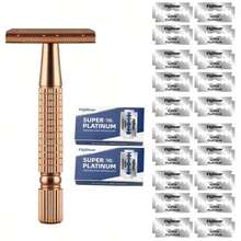 Rose Gold Alloy Women's Razor, Stainless Steel Handle, Reusable, Fragrance-Free, Suitable For Facial, Underarm, Bikini, Leg Hair - Tools & Accessories - Multicolor - View 11