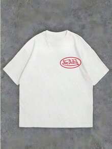 White 1pcs Women's Double Side Print Von Ditch Dragon Floral Design Red And Green Print Fabric Soft & Skin-Friendly Unisex Style Gifts For Spring Festival, Valentine's Day, St. Patrick's Day & World Cup-Van Dutch Dragon Print Women T Shirt Classic Americana Style Graphic,Summer Outfits,Vacation Outfits Women,Summer Outfits For Women,Spring Outfits For Women,Summer Tops,St Pattys Day Outfit,Easter Outfit Women - Màu xanh lam - Xem 3