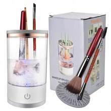 SOKANY 1pc Makeup Brush Cleaner, Beauty Cleaning Tool. USB Powered. Clear Body Design. Multiple Drying/Storage Functions, Suitable For Various Sizes Of Makeup Brushes, Essential Tool For Women's Makeup. - White - View 3