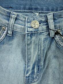 Flattering Flared Denim Pants With Decorative Pockets For A Unique Look. - Light Blue LMKF031guion1 - View 7