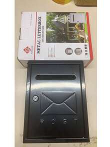 可上锁复古壁挂式邮箱 - 防风雨黑色金属户外邮箱，配有2把钥匙、安全翻盖和滑动门，适用于家庭、花园或庭院，复古邮箱 | 可上锁 - A - 查看 10