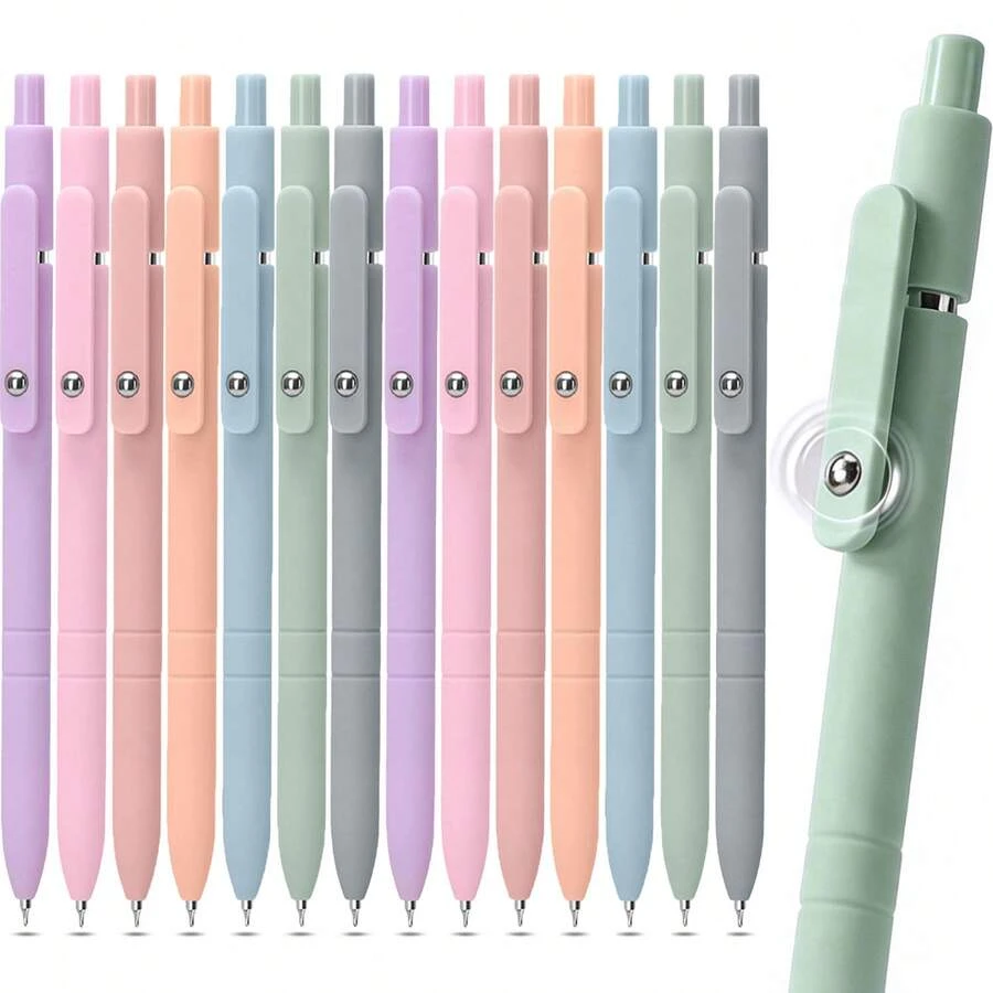 14 Pcs Quick Dry Gel Pens 0.5mm Black Quick Dry Smooth Gel Ink Pen For School Student Writing, Morandi Luxury Business Office Gift Stationery, Back To School, Valentine's Day Party Gift Supplies - 套裝 - 查看 1