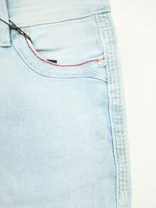 Flattering Flared Denim Pants With Decorative Pockets For A Unique Look. - Sky Blue LMKF82010guion1 - View 7