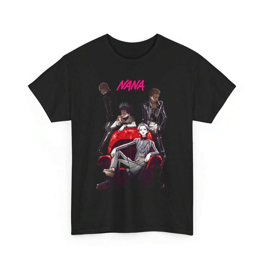 Maglietta unisex Nana Anime, T-shirt da amante del manga, maglietta grafica, abbigliamento Otaku, merchandising di band musicali anime, regalo, maglietta della band Trapnest del manga NANA, design classico del personaggio del manga, estetica retrò grunge, cotone leggero e confortevole, vestibilità unisex, adatta per tutte le stagioni, regalo perfetto per Otaku e amanti della musica - nero - Visualizzare 1
