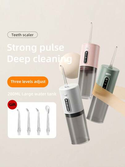 SKYWORTH Portable Oral Irrigator, Type-C Charging, Three Modes, 280ml Large Water Tank, Powerful Pulses That Do Not Harm Teeth, Family And Travel Oral Cleaning Water Flosser, 800mAh Long Battery Life, Light Luxury Style, Suitable For Holiday Gifts And Birthday Gifts