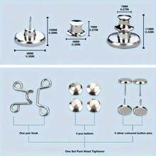 6pcs Adjustable Jeans Buckle Set, Convenient And Quick Storage, Seamless Metal Belt Clip, Suitable For Women'S Pants, Fast Buckle Tight Design, Multi-Functional Silvery Gray Buckle Set - Advanced Fixing Buckle - View 5