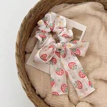 1pc Polyester Strawberry Cute Hair Scrunchie, Versatile Fresh Strawberry Print Hair Tie With Bow Ribbon - Multicolor - View 8