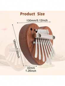 1 buah Kalimba Jempol Mini 8 Nada, Piano Jari Kayu (Gaya Acak: Panda / Bentuk Hati), dengan Tali Gantungan Gaya Acak & 1 Liontin Acak, Instrumen Musik Saku Portabel untuk Pemula, Hadiah Musik - MultiWarna - View 4
