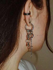 1 Pair Y2K Punk Rock Gothic Avant-Garde Dangle Chain Earrings Personalized Women's Fashion Party Accessories Gift Versatile Casual Earrings For Everyday Wear - 耳環 - 查看 3