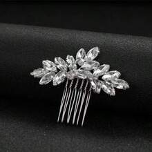 1 chiếc lược cài tóc đính đá lấp lánh thời trang dành cho nữ, phụ kiện cô dâu dự tiệc cưới. - Bạc - Xem 3