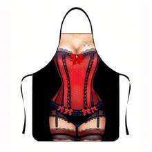 1Pc/2Pcs Of Men's And Women's Fun And Sexy Lingerie Pattern Waterproof And Oil-Resistant Apron - Casual Style, Made Of Polyester, Machine Washable, Large Size Apron - Multicolor - View 11