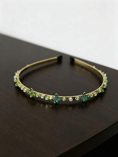 欧美时尚金属蝴蝶细发箍，百搭户外发饰，玻璃水钻个性化头饰