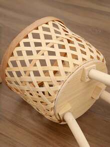 Bamboo-Woven Pot Cover, Wood Legs Plant Stand & Floor Plant Stand, Large Basket For Living Room Plants, Decorative Balcony Shelf For Outdoor - A - View 4