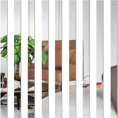 5 piezas de 2*100cm Espejo rectangular largo Pegatinas de pared Pegatinas decorativas de espejo acrílico Pegatinas de espejo autoadhesivas Espejo suave