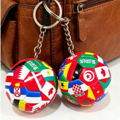 World Cup Mini Football Keychain, World Flags Design Soccer Key Ring, Perfect World Cup Party Favor, Gift And Decoration For Soccer Fans