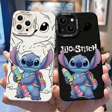 Disney Lilo & Stitch Phone Case, Cute Student Stitch With Rainbow Pencil & Backpack Design, "GOOD LUCK" Text With Line Art Stitch Accents, Shockproof Anti-Scratch Soft Protective Cover For IPhone 17, 16, 15, 14, 13, 12, And 11 Pro Models.. A Fun Gift For Family, Friends, Birthdays, Holidays, And Special Occasions. - trắng - Xem 3