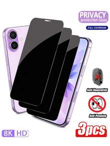 MIGAE Bộ 3 miếng dán kính cường lực bảo vệ toàn màn hình, tương thích với iPhone 17/17 Pro/17 Pro Max/17 Air/16/15/14/13/12/11 Pro/Pro Max Plus, viền đen, chống nhìn trộm. - màu đen - Xem 14