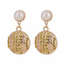 1 Pair European And American Style Fully Rhinestone Sports Theme Alloy Earrings, Football, Basketball, Rugby, Baseball, Softball, Volleyball Earrings - Ball Earrings - View 12