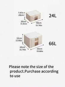 2pcs/1pc Foldable Large Capacity Fabric Storage Box, Big Wardrobe Organizer Box, Dustproof Clothes & Bedding Storage Box, Dual Zipper Design, Durable, Large Capacity, With Faux Leather Handle, Portable, Can Be Used As Bedding Storage Box Or Nightstand Storage Box - Beige - View 7
