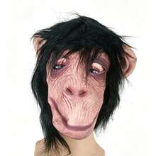 Rubber Black Hairy Monkey Face Latex Gorilla Mask, Funny Animal Full Face Mask For Halloween Costume, Christmas - 1pc Monkey Mask - View 8