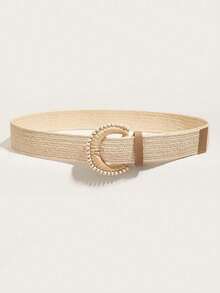 1pc Women's Bohemian Style Woven Belt - Beige - View 2
