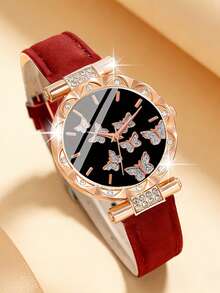 2/1pc Girl's Fashion Elegant Butterfly Dial Quartz Watch, Paired With Stylish Wallet, Suitable For Girls, Birthday/Holiday Gift, Suitable For Party, Vacation, Travel, Back To School And Daily Wear. Mother's Day, Valentine's Day, Perfect Gift For Family And Friends - Multicolor - View 7