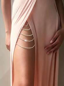 1 chiếc dây đeo đùi nhiều lớp đính pha lê lấp lánh gợi cảm, trang sức cơ thể cá nhân hóa cho các bữa tiệc đêm. - Bạc - Xem 6
