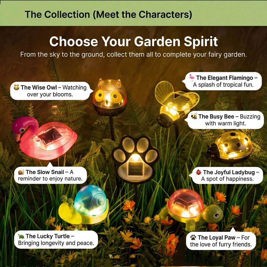 1 chiếc đèn cắm đất năng lượng mặt trời hình động vật - Đèn LED hình bọ rùa và rùa đáng yêu cho lối đi trong vườn.