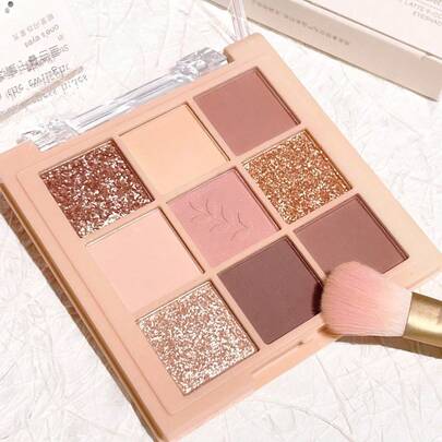 HISYI Paleta de sombras de ojos de 9 colores nude latte, maquillaje natural diario, de larga duración, resistente al agua, alto pigmento, bajo en polvo, tamaño portátil para viajes, regalo perfecto para mujeres en el Día de San Valentín o cumpleaños